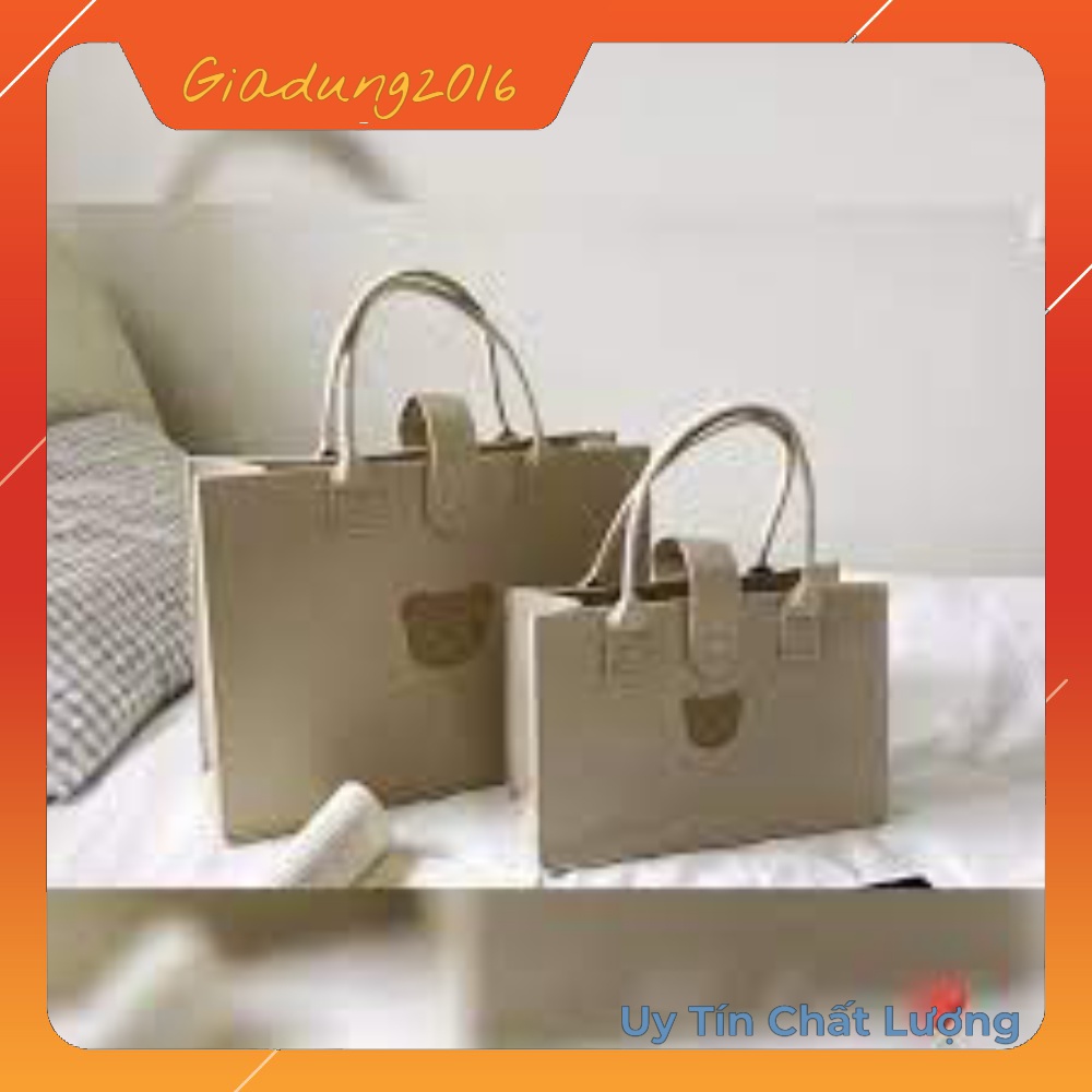 🌏FREE SHIP🌎 Túi Xách Bằng Vải Nỉ Cỡ Lớn Có Tay Cầm in Hình Gấu Dễ Thương Dành Cho Nữ - ZQ