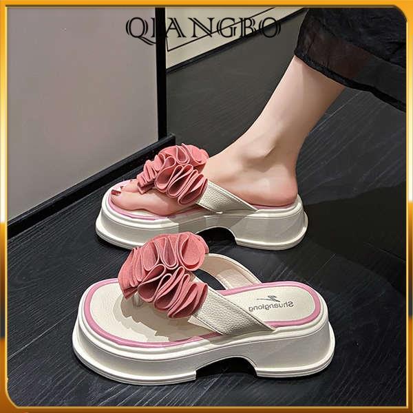 Dép cho sỏ quai dép lê nữ xỏ ngón chống trượt hoa nền tảng bánh xốp dép lê sỏ ngón nữ