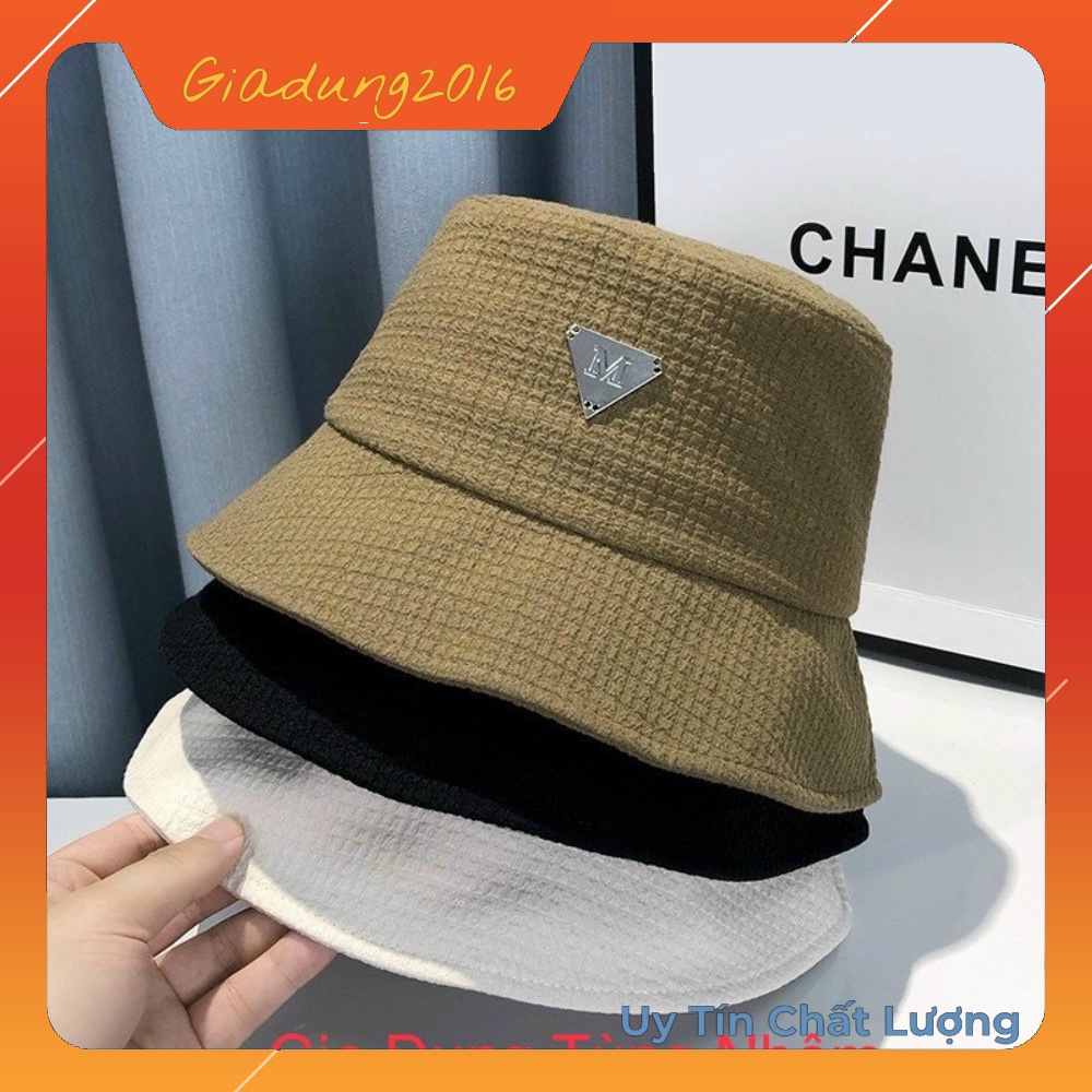 🌏FREE SHIP🌎 Mũ Bucket Nam,Nữ Cao CấpNón Bucket Dạ Unisex Logo Chữ M Có Dây Rút Phong Cách Hàn Quốc
