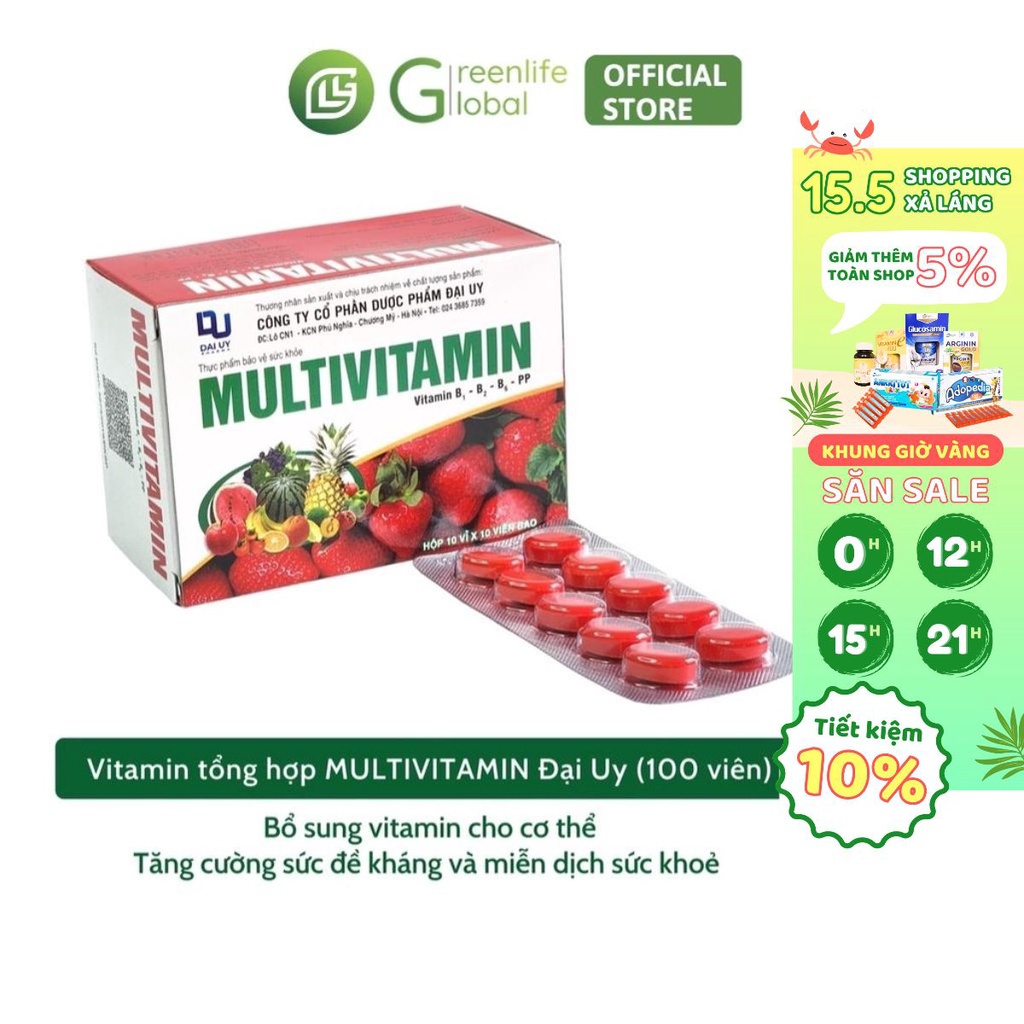 Vitamin tổng hợp Multivitamin DAIUY bổ sung vitamin, tăng cường sức đề kháng và miễn dịch (Hộp 100 viên)