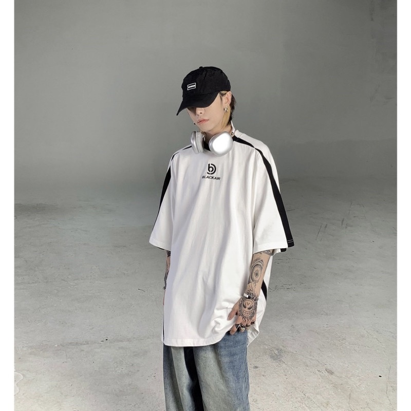 Áo phông BLK dáng rộng hình thêu phong cách streetwear, blokecore, Brokeboiz