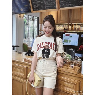 Áo phông thun gấu họa tiết dáng rộng giấu quần unisex nam nữ