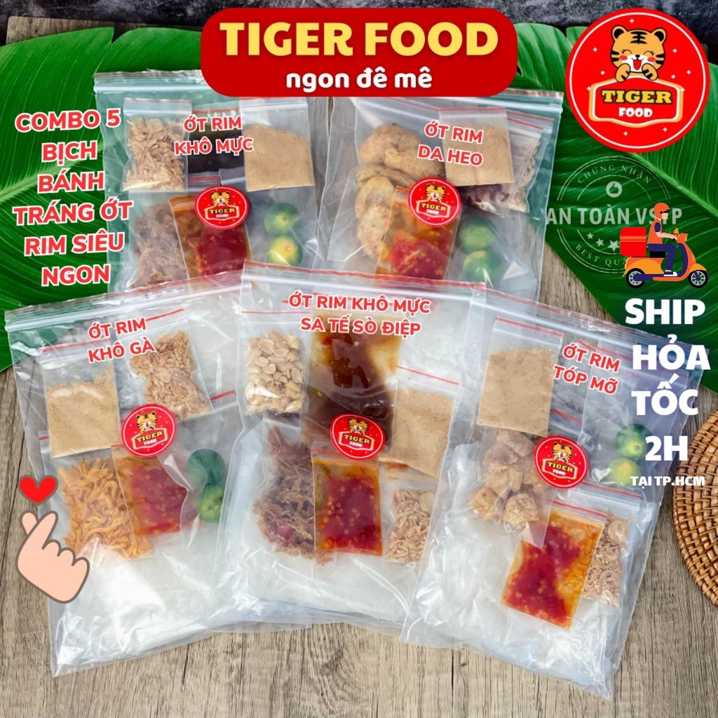 Bánh tráng trộn ớt rim TIGER FOOD Bánh tráng phơi sương rìa trộn ớt rim full topping Siêu Phẩm ai cũng phải thử