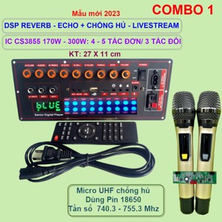 Mạch loa kéo livestream dsp reverb – echo chống hú ic cs3855 170w – 300w kèm micro
