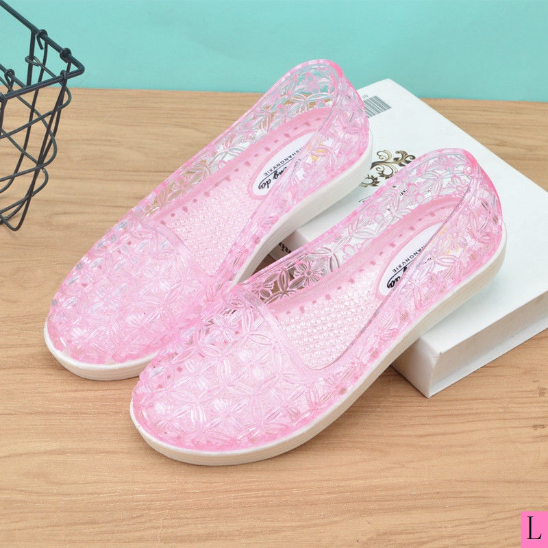 Giày Sandal Nhựa Dẻo Trong Suốt Đế Bằng Chống Trượt Thời Trang Đi Biển Mùa Hè 2023 Cho Nữ