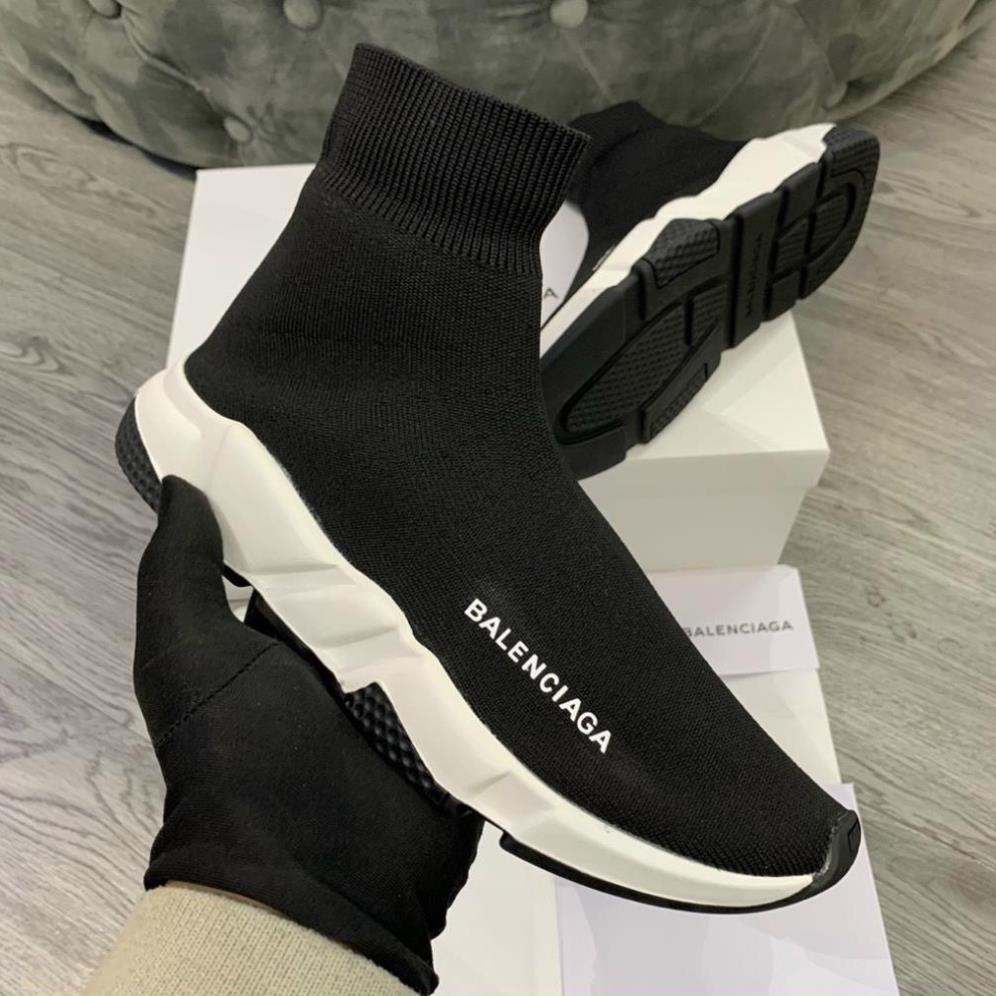 Giày Balenciaga Speed đen cổ chun cao cấp , Giày balen cổ cao nam nữ full bill box Hàng 11 full hộp phụ kiện trắng Trung