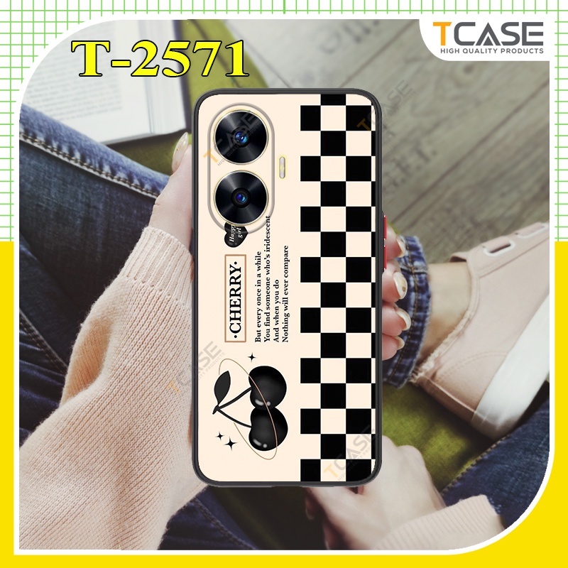 Ốp lưng Realme C55 in hình sọc caro và chery | Ốp chống sốc bảo vệ camera