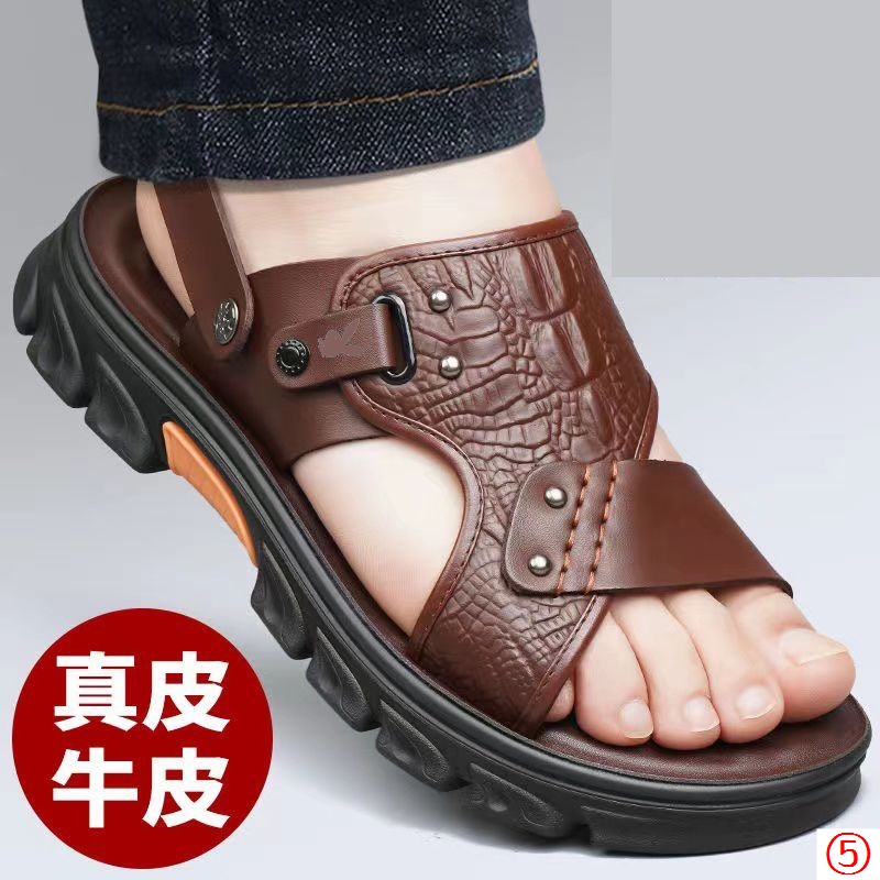 Giày Sandal Da Thật Đế Mềm Chống Trượt Mùa Hè 2023 Kích Thước Lớn Phong Cách Mới Cho Nam