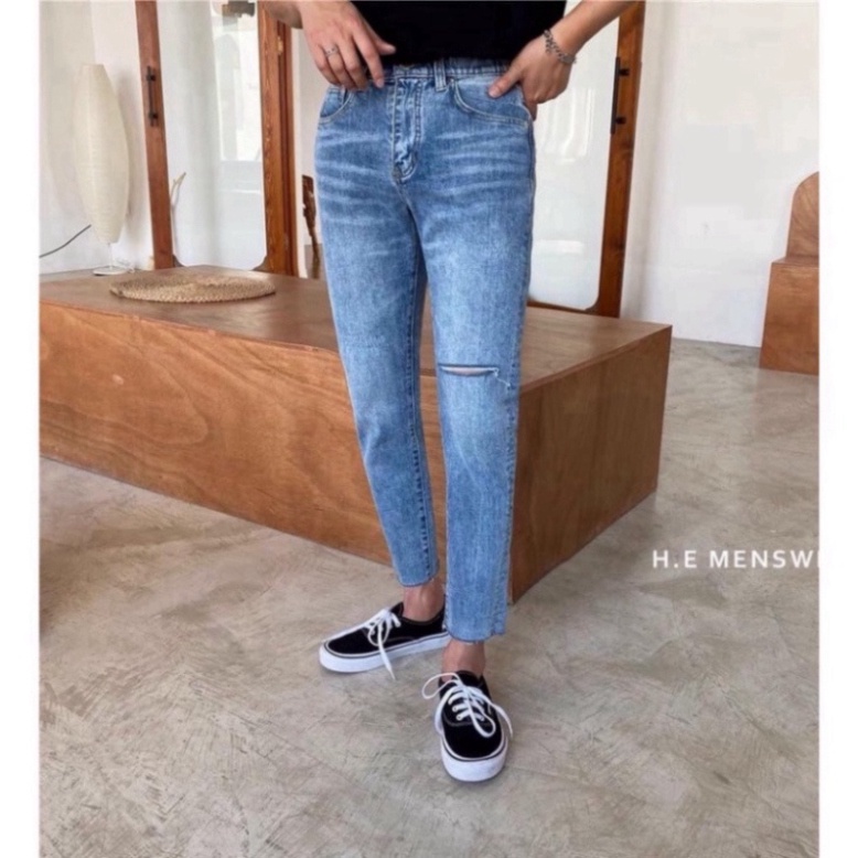 Quần Jean Dài Nam greed color lá cây xanh cây cối cây From Dáng Skinny, Chất Bò co và giãn đậm màu Sport mẫu 897đ rách t