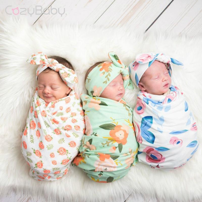 2 Chiếc Muslin Đầm Baju Bé Gái Trai Bedung Bayi Trẻ Sơ Sinh Chăn Ngủ Bộ