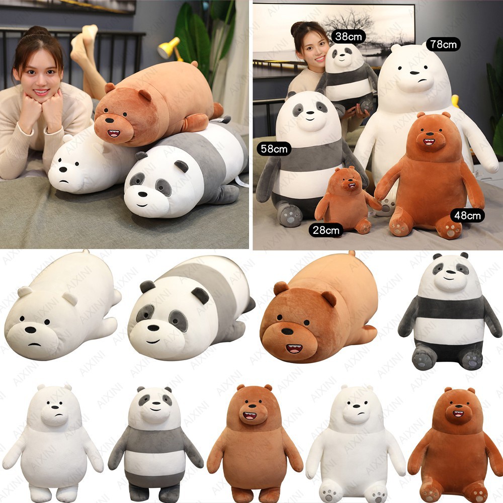 Aixini còn hàng gấu trúc nhồi bông sang trọng Dễ thương We Bare Bears Gối Đồ Chơi Búp Bê Ngủ/Đứng/Bò Patung Bear Đứng Mà