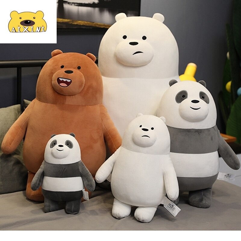 Aixini còn hàng gấu trúc nhồi bông sang trọng Dễ thương We Bare Bears Gối Đồ Chơi Búp Bê Ngủ/Đứng/Bò Patung Bear Đứng Mà