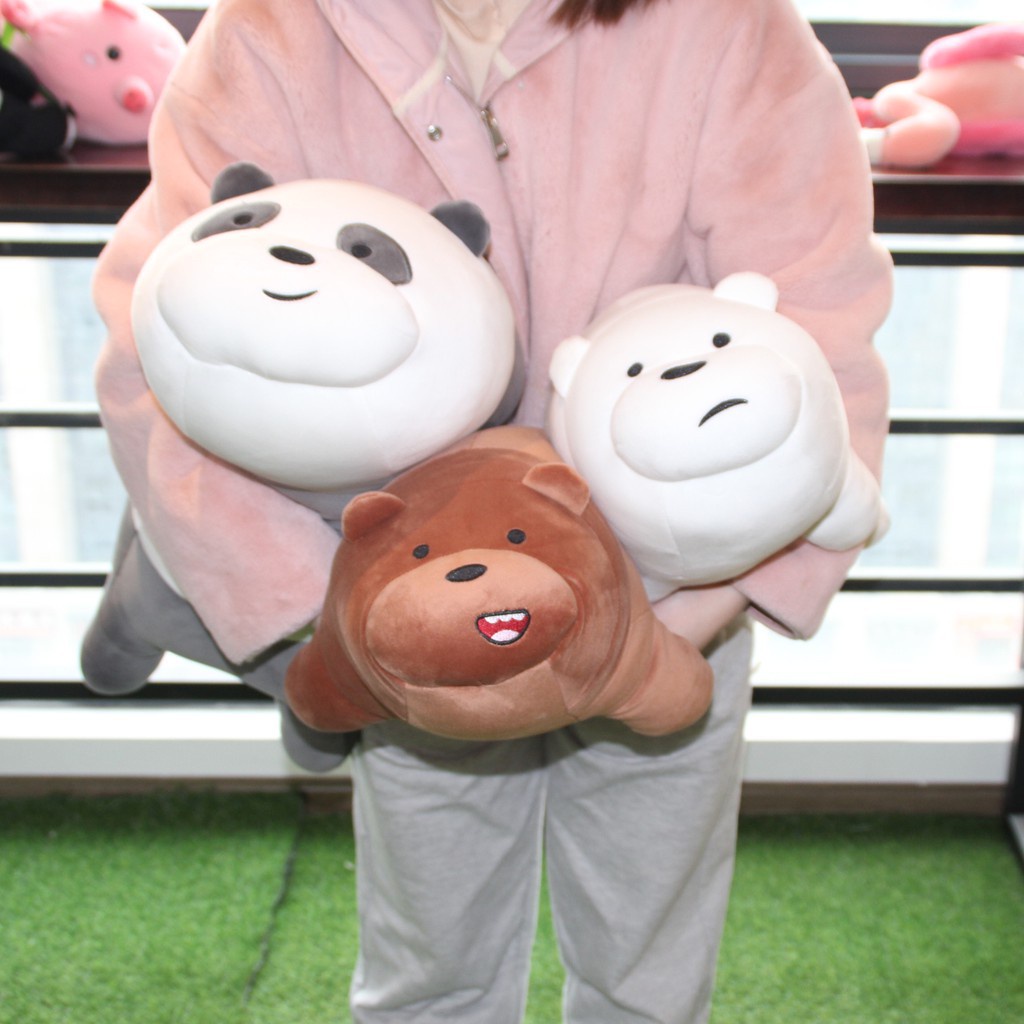 Aixini còn hàng gấu trúc nhồi bông sang trọng Dễ thương We Bare Bears Gối Đồ Chơi Búp Bê Ngủ/Đứng/Bò Patung Bear Đứng Mà