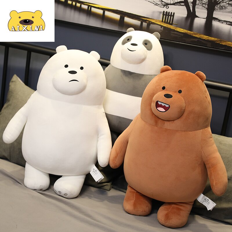 Aixini còn hàng gấu trúc nhồi bông sang trọng Dễ thương We Bare Bears Gối Đồ Chơi Búp Bê Ngủ/Đứng/Bò Patung Bear Đứng Mà