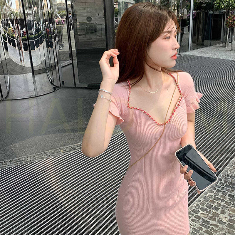 Đầm Dệt Kim Vải Lụa Mát Hở Xương Quai Xanh Thời Trang Mùa Hè Cho Nữ