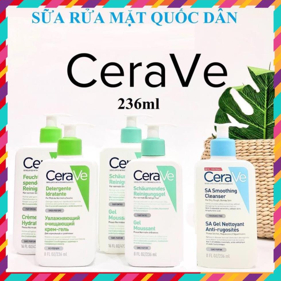 Sữa rửa mặt Cerave 236ml siêu sạch da cấp ẩm dưỡng da dịu nhẹ số 1 thế giới -Sachi
