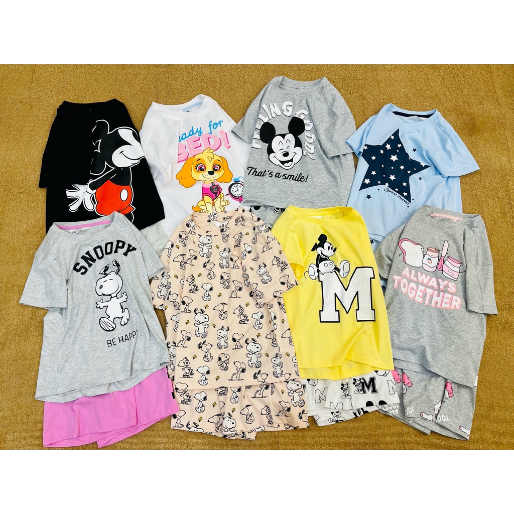 Bộ cotton HM nhiều hình Bé Gái dòng Đại size 6 - 14y+