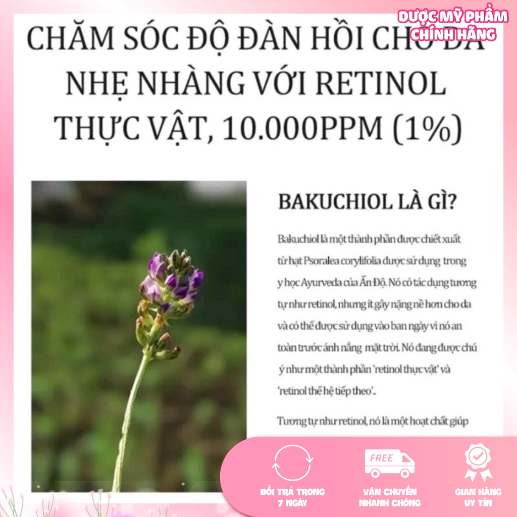 Kem dưỡng trẻ hóa căng bóng da Derma Factory Bakuchiol 1% Cream