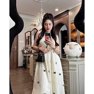 đầm maxi dây xếp ly ngực hàng chuẩn đẹp chất xịn