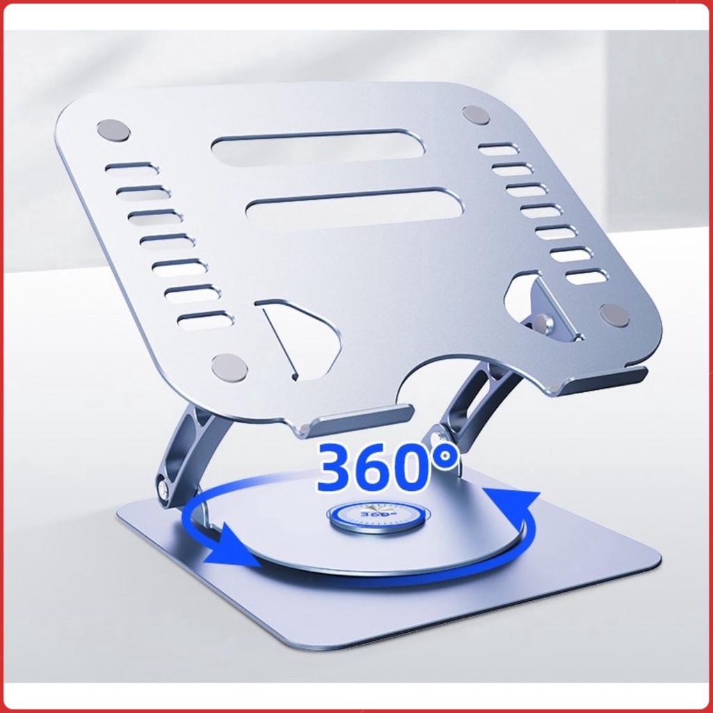 Giá Đỡ Laptop Nhôm Cao Cấp T602G Chân Đế Xoay Tròn 360 Độ, Điều Chỉnh Độ Cao