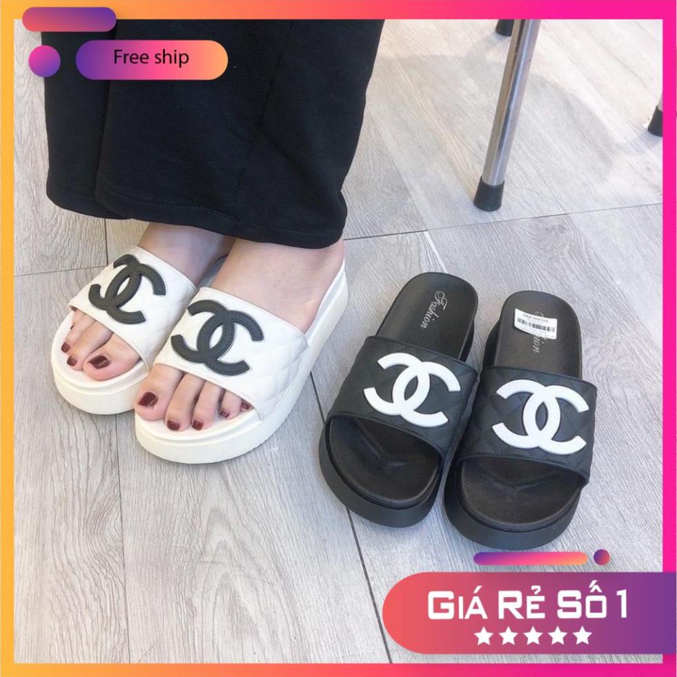 Dép nhựa quai ngang Cha.nel siêu đẹp 5cm