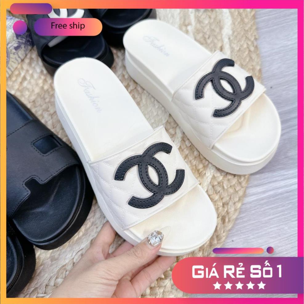 Dép nhựa quai ngang Cha.nel siêu đẹp 5cm