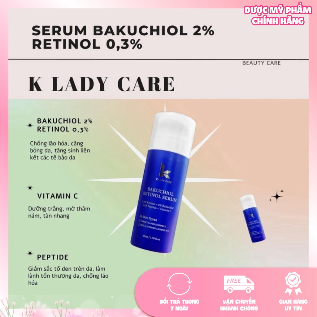 Serum Retinol BAKUCHIOL 2%, Căng bóng, Trắng Da, Mờ ám & Tàn Nhang - 50ml
