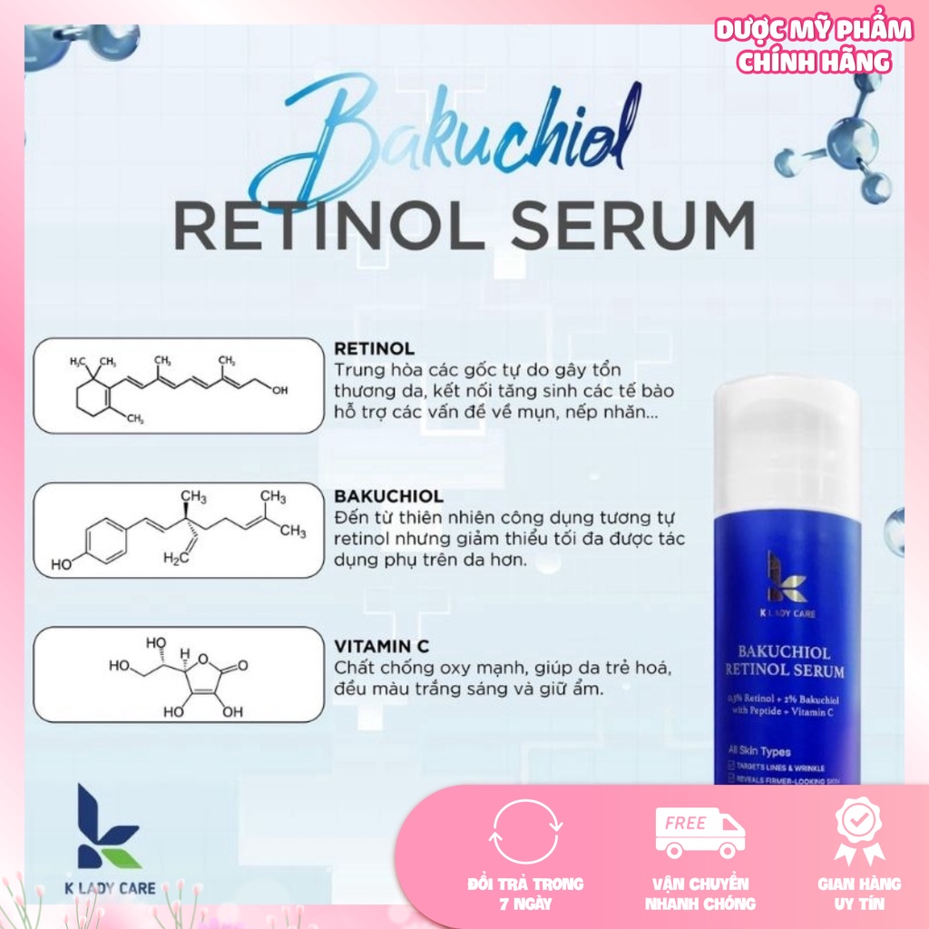 Serum Retinol BAKUCHIOL 2%, Căng bóng, Trắng Da, Mờ ám & Tàn Nhang - 50ml