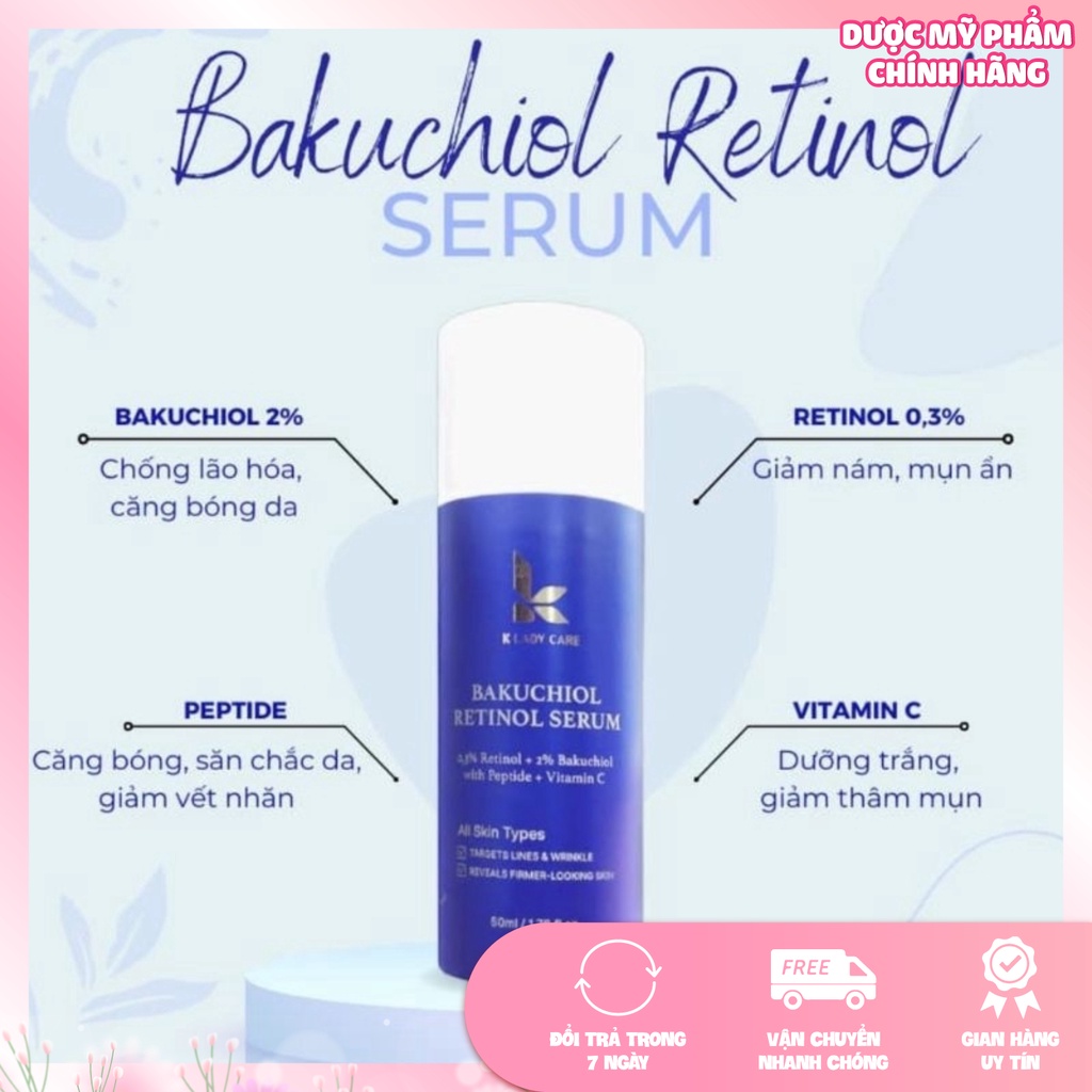 Serum Retinol BAKUCHIOL 2%, Căng bóng, Trắng Da, Mờ ám & Tàn Nhang - 50ml