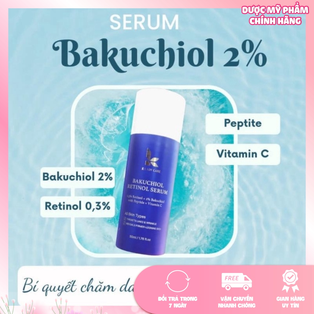 Serum Retinol BAKUCHIOL 2%, Căng bóng, Trắng Da, Mờ ám & Tàn Nhang - 50ml