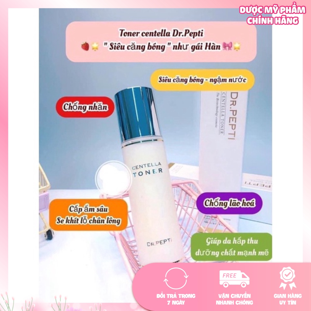 Toner Nước Hoa Hồng Toner Dr.Pepti Centella Giúp Se Khít Lỗ Chân Lông, Dưỡng Da Căng Bóng Hàn Quốc 180ml