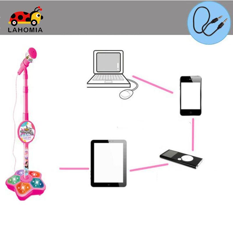 Đồ Chơi Micro có chân đứng độc đáo dành cho bé có loa phát âm, đèn nhấp nháy, dây kết nối điện thoại