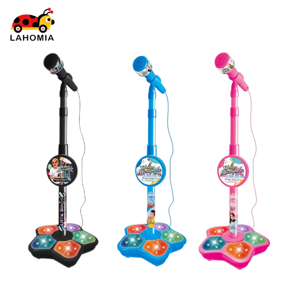 Đồ Chơi Micro có chân đứng độc đáo dành cho bé có loa phát âm, đèn nhấp nháy, dây kết nối điện thoại