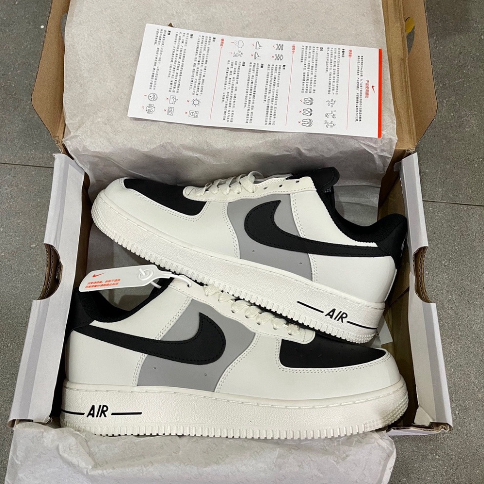 Giày _Nike Air Force 1 mũi đen nam nữ, giày AF1 White Black bản S.Cấp Trung full phụ kiện