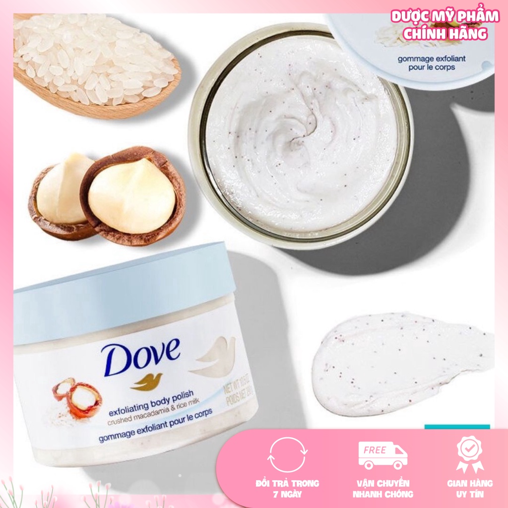 Kem tẩy da chết toàn thân body Dove bản Đức 225ml và tẩy da chết Quế Hồi