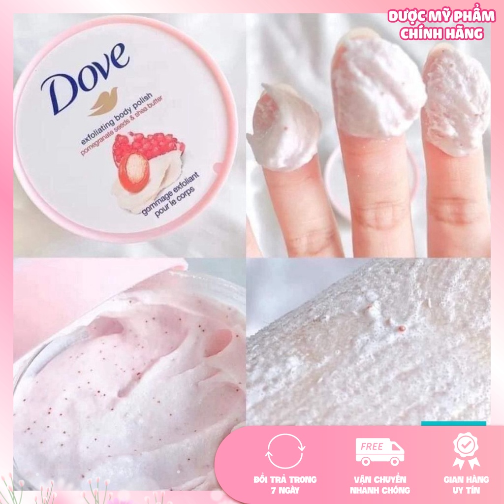 Kem tẩy da chết toàn thân body Dove bản Đức 225ml và tẩy da chết Quế Hồi