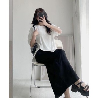 Áo nữ thun gân form rộng tay lỡ basic dễ phối đồ AO2
