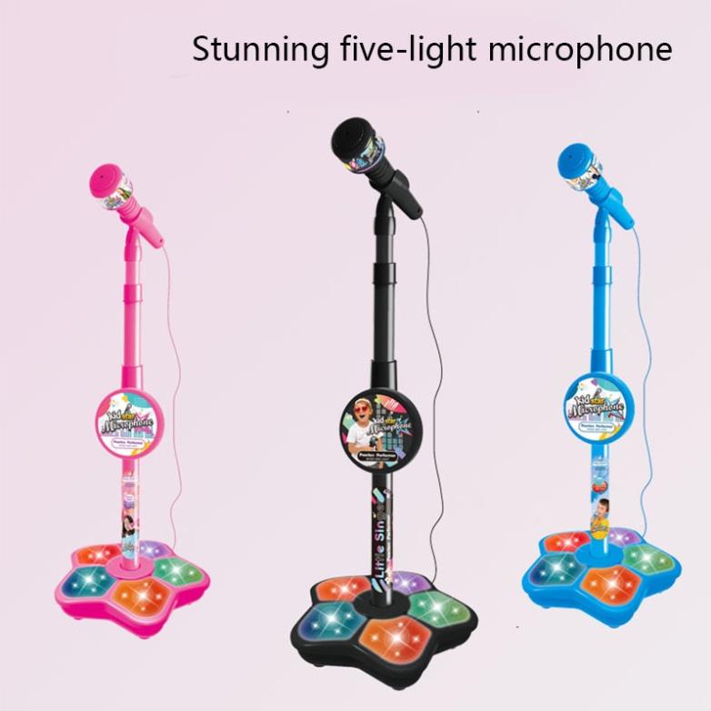 Đồ Chơi Micro có chân đứng độc đáo dành cho bé có loa phát âm, đèn nhấp nháy, dây kết nối điện thoại