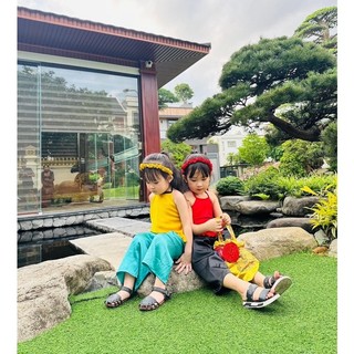 set yếm lụa đào chụp sen cho bé [HÀNG CAO CẤP]