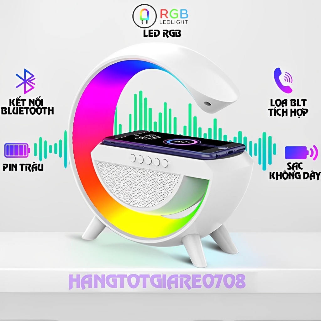 Loa Chữ G Bluetooth Kèm Sạc Không Dây, 256 Màu Led RGB Trang Trí Siêu Đẹp, Âm Thanh Sống Động Rõ Nét