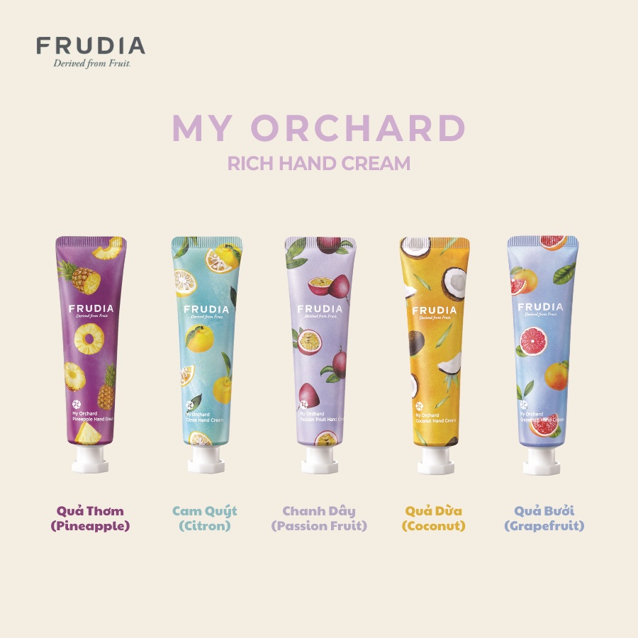 [Mua 2 giảm 30%] Kem Dưỡng Da Tay Chiết Xuất Từ Trái Cây Frudia My Orchard Rich Handcream 30g (15 types)