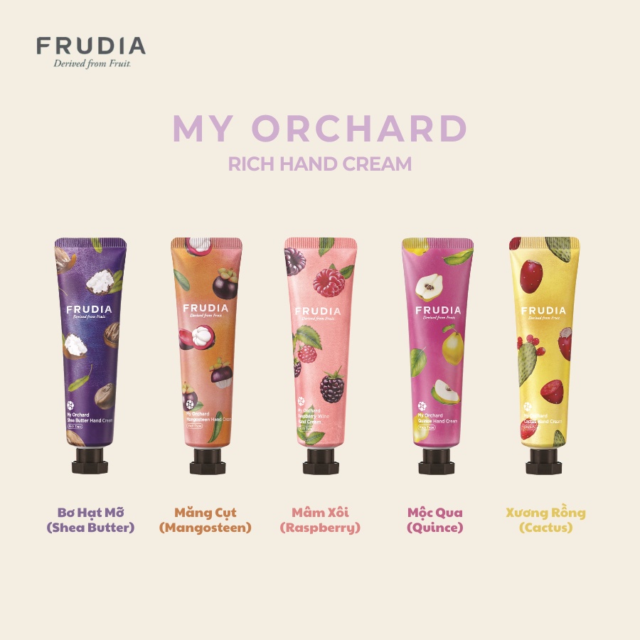 [Mua 2 giảm 30%] Kem Dưỡng Da Tay Chiết Xuất Từ Trái Cây Frudia My Orchard Rich Handcream 30g (15 types)