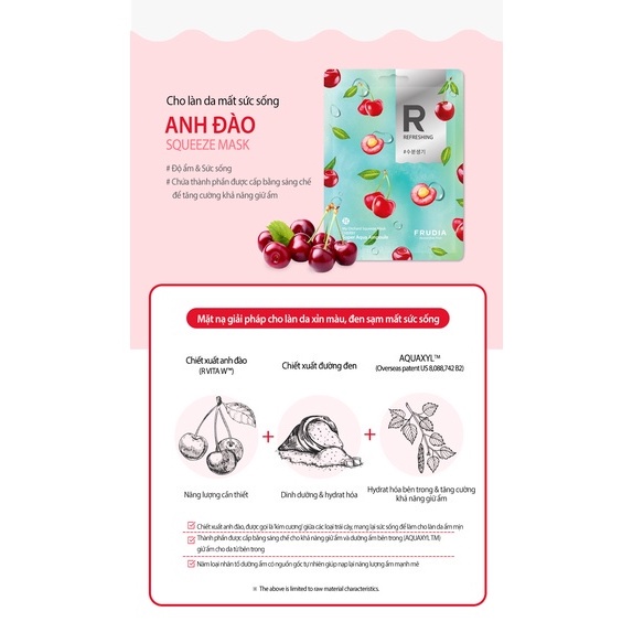 Mặt Nạ Dưỡng Chất Cấp Ẩm Từ Anh Đào Frudia My Orchard Squeeze Mask Cherry 20ml/1pcs