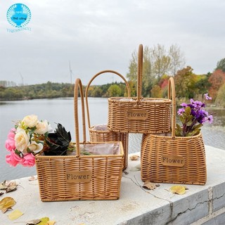 Handmade giả mây dệt kim nhựa giỏ