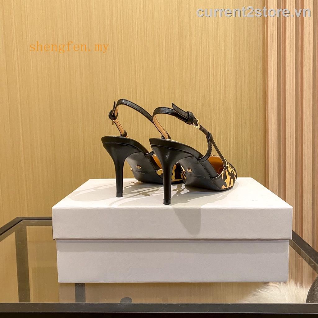 Sandal Cao Gót 8cm Vải Co Giãn In Họa Tiết 2023Versac * Chất Lượng Cao