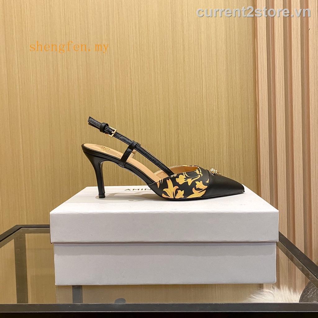 Sandal Cao Gót 8cm Vải Co Giãn In Họa Tiết 2023Versac * Chất Lượng Cao