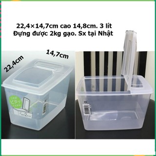 hộp nhựa đựng thực phẩm 3L đựng được 2kg gạo, nắp mở đứng, sx tại Nhật. H616