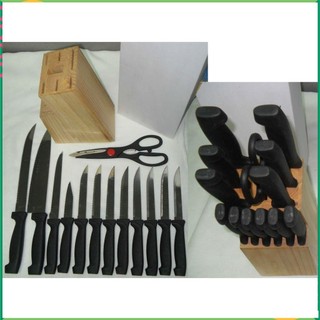 bộ dao nhà bếp dao răng cưa rọc bánh mì, ăn beefsteak gồm 13 món có kéo và giá gỗ. DK13