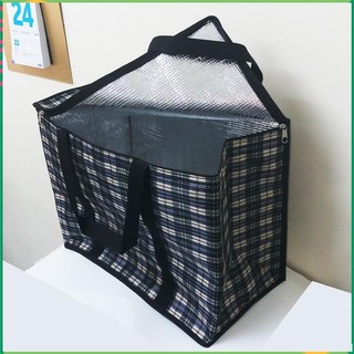 túi giữ nhiệt loại lớn hình hộp, có đai quai xách may vòng qua đáy, vải bố dầy. 45x25x35cm. tx97DV