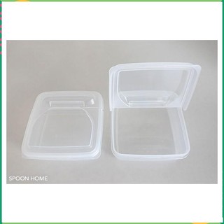 2 hộp nhựa nhỏ đựng thực phẩm, nắp chia 2 bật mở đứng, Nhật. D9494